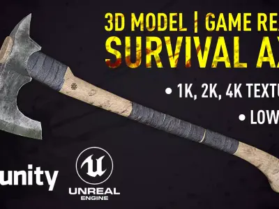 Survival Axe 3D Model Low-poly 3D model