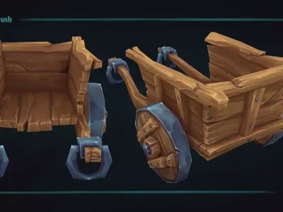 Stylized Cart Prop - Game-Ready Hand-Painted Asset Low-poly 3D model