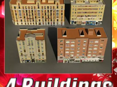 Building Collection 101-104 Low-poly 3D model