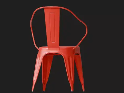 Red Metal Tolix Armchair Low-poly 3D model