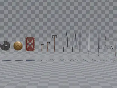 Melee Weapons Asset Pack- Handheld High Definition Bundle Low-poly 3D model