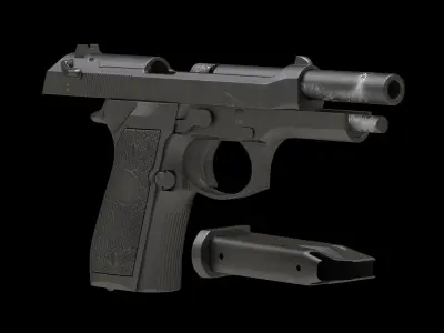 Beretta 92 Low Poly Low-poly 3D model