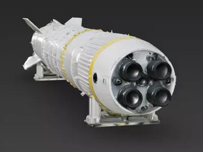 Realistic Rocket Booster 3D Model Low-poly 3D model