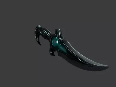 Alien Tech Curved Sci-Fi Dagger 3D model