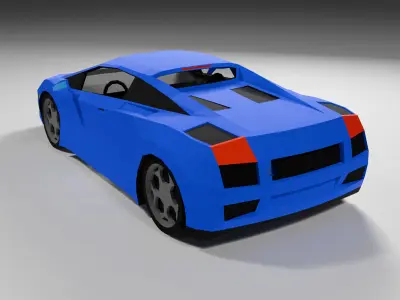 Sport Car Low-Poly 3D Model with interior Free low-poly 3D model