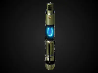 Light saber handle separate pieces low polly 3D model