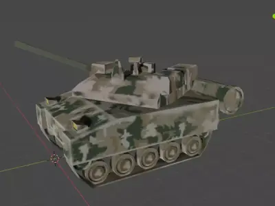 Low Poly Military Model camouflaged tank Low-poly 3D model