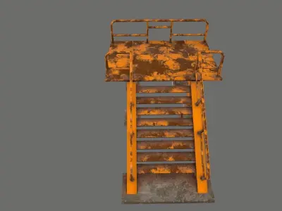 Stairs set 1 rusty ladder Low-poly 3D model