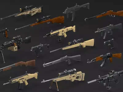 WEAPONS PACK  model and PBR textures Low-poly 3D model