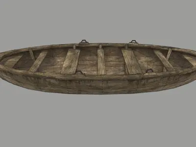 boat 4 wooden Low-poly 3D model