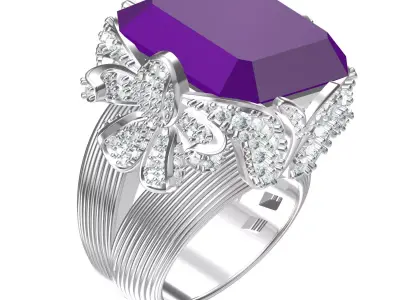 Antique Floral Design Cocktail Ring 3D print model