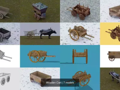 Wooden Carts 3D Model Pack