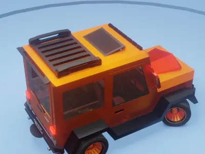 Cartoon Low Poly Rigged Van Low-poly 3D model 3D model 3D model