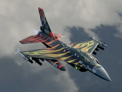 F16C Turkey Squad 192 Tigers  Low-poly 3D model
