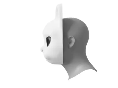 Minimalist Cat Mask with Color Character 3D model Low-poly Low-poly 3D model
