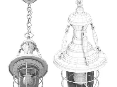 Pendant light Industrial Nautical Brass   Black 3D model