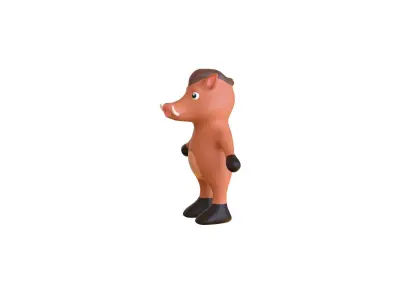 High-Quality 3D Cute Wild Boar for Games Low-poly 3D model