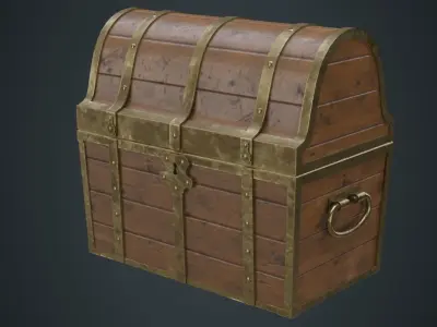 Wooden Chest 1B Low-poly 3D model