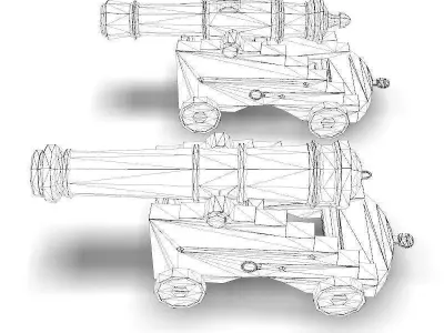 Naval Cannons Low-poly 3D model