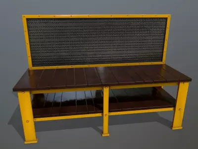 workbench bench made of wood and metal Low-poly 3D model get
