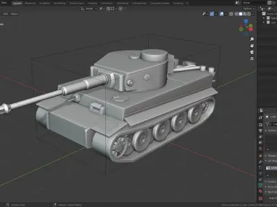 Tiger I Tank Base Mesh Low-poly 3D model