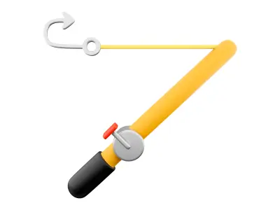 3d fishing rod and reel isolated on white background 3D model