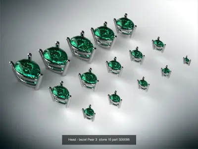 Head - bezel Pear  Marquise 99 part 3D Model Pack