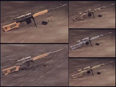 SVD Sniper Rifle Dragunov Low-poly 3D model