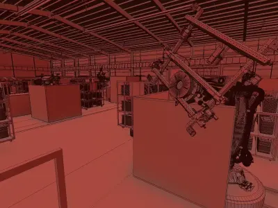 Modern factory assembly and manufacturing workshop 3D model
