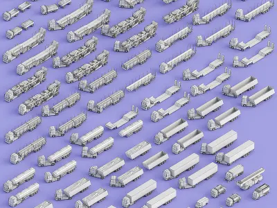 Paper Trucks Low-poly 3D model