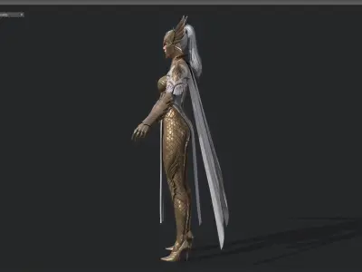 Female warrior Low-poly 3D model purchase
