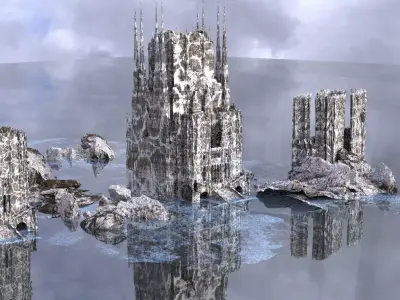 Temple Ruins In snow 3D model