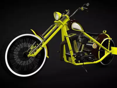 Custom yellow chopper 3D model