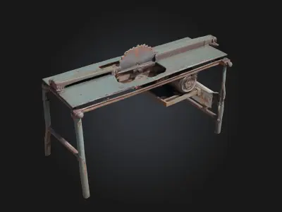 Rustic Saw Table  Handcrafted Grit for Woodworking Scenes 3D model