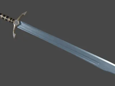 Grossmesser sword with Excalibur handle Low-poly 3D model