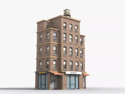 Apartment Building x15 Low-poly 3D model