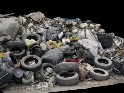 debris mixed trash pile photogrammetry  Low-poly 3D model