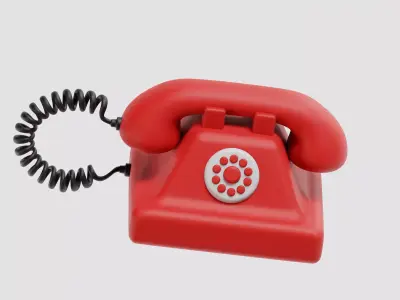 Cartoon Telephone Low-poly 3D model