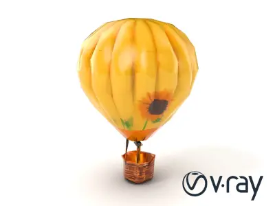 Sunflower Hot Air Balloon 3D model pack Low-poly 3D model