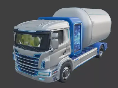 Futuristic Sci-Fi Heavy Tanker Truck 3D Model Low-poly 3D model