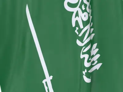 Saudi Arabia Cloth Flag Wall Mount Animated 3D model