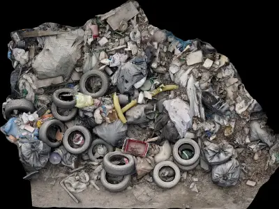 debris mixed trash pile photogrammetry  Low-poly 3D model
