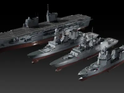 Modern Italian Navy Warships 3D Model Pack