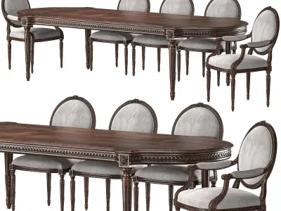 chairish louis table and chair art 5694 3D model