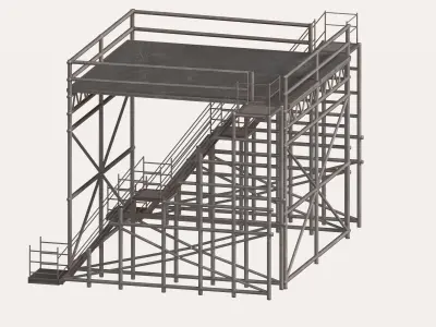 Metal pipe high platform Low-poly 3D model