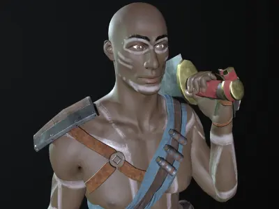 African warrior Low-poly 3D model