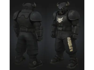Dark Armored Warrior Demon Low-poly 3D model