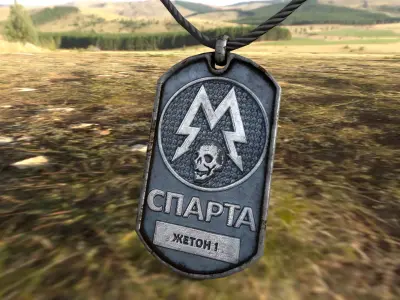 Metro 2033 Sparta Dog-Tag Low-poly 3D model