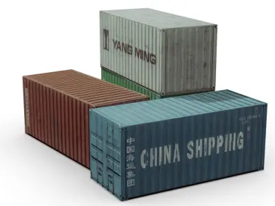 Shipping containers Free low-poly 3D model