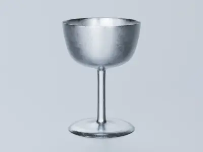 Simple Scratched Used Silver Goblet Glass 3D model